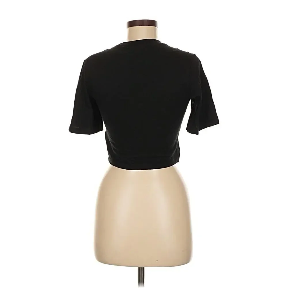 Sandro Strassy Bustier Cropped Tee Black Cotton Rhinestones Paris Medium - Picture 3 of 5